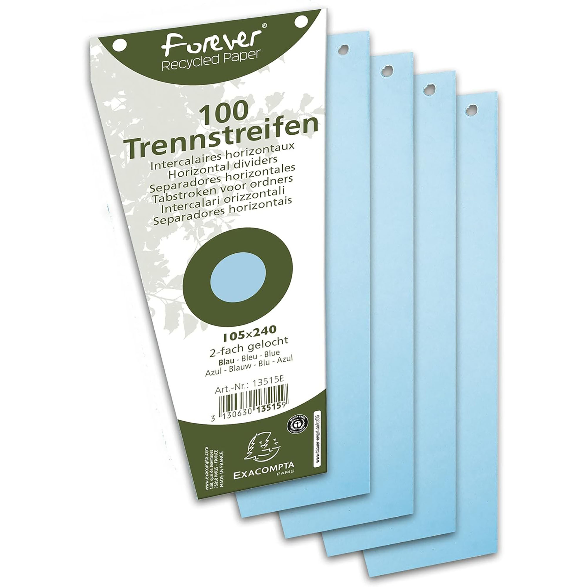Despartitoare biblioraft trapezoidale EXACOMPTA Forever Recycled, 100 file/set